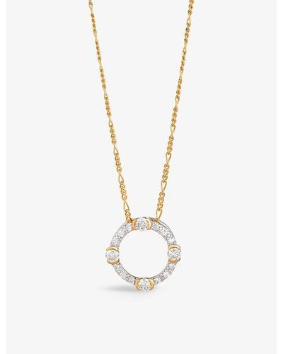 V By Laura Vann Luna 18ct Yellow -plated Recycled Sterling-silver And Cubic Zirconia Pendant Necklace - Metallic
