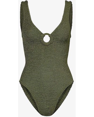 Hunza G Celine Plunge-neck Swimsuit - Green