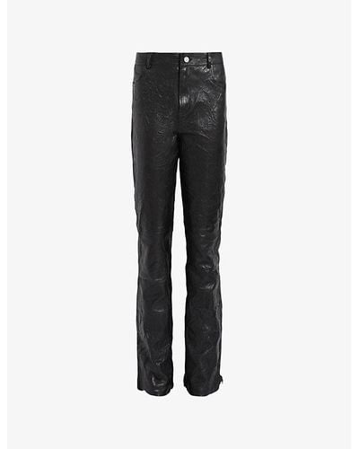AllSaints Pearson Slim-fit Mid-rise Leather Pants - Black
