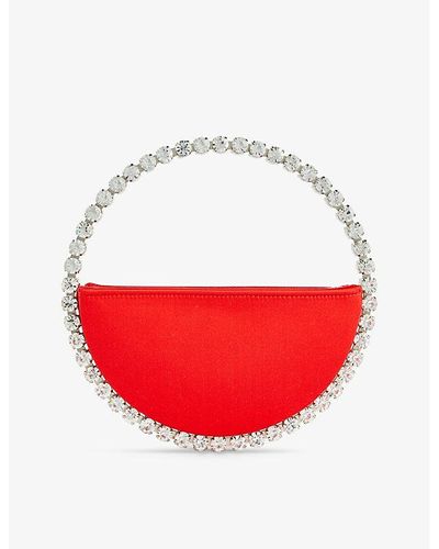 L'ALINGI Eternity Crystal-embellished Satin Clutch Bag - Red