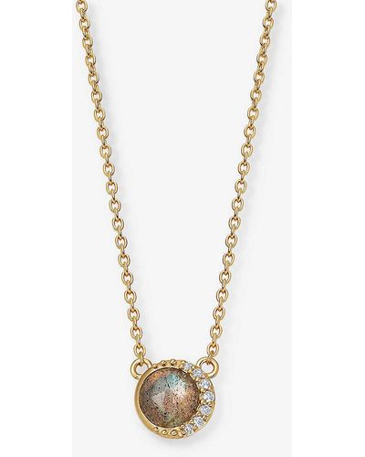 Astley Clarke Luna Labradorite 18ct Gold-plated Vermeil Onyx White Sapphire Necklace
