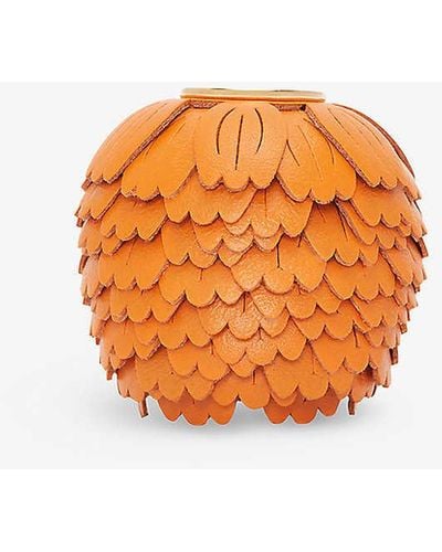 Loewe Flower Dice Leather Bag Charm - Orange