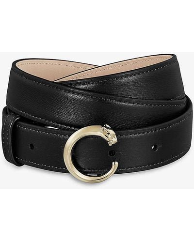 Cartier Panthère De Large Buckled Leather Belt - Black