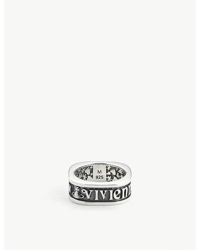 Vivienne Westwood Scilly Logo-embossed Sterling Silver Ring Xx - White