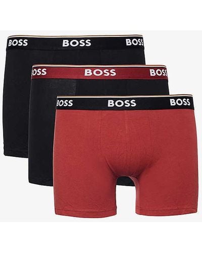 BOSS Pack Of Three Cotton-blend Jersey Trunks Xx - Red
