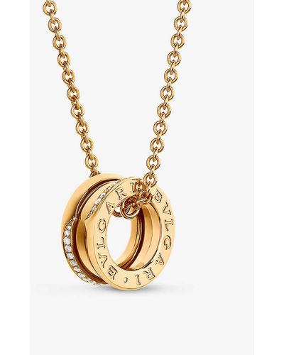 BVLGARI B.zero1 18ct Yellow-gold And 0.14ct Brilliant-cut Diamond Pendant Necklace - Metallic