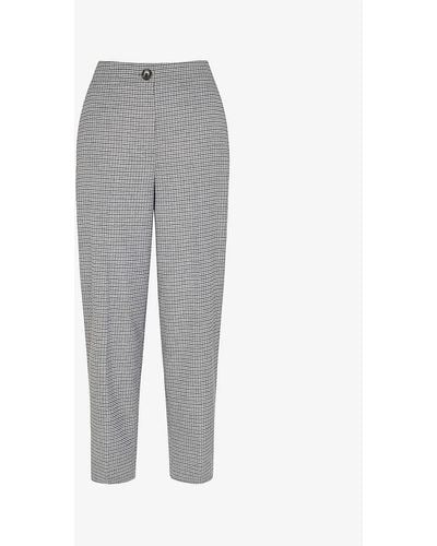 Whistles Lila Checked Straight-leg Mid-rise Woven Trousers - Grey