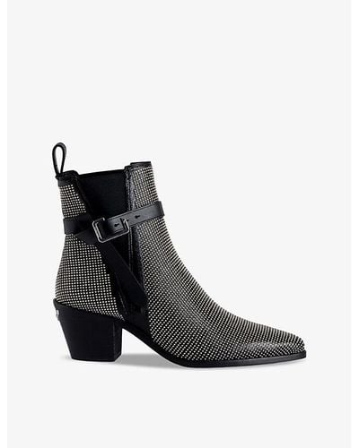 Zadig & Voltaire Tyler Cecilia Stud-embellished Heeled Leather Ankle Boots - Black