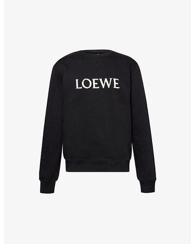 Loewe Crewneck Brand-embroidered Cotton-jersey Sweatshirt X - Black