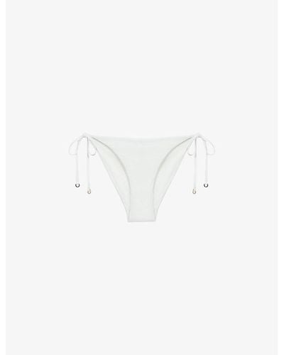 Reiss Ripley Branded-hardware Stretch-nylon Bikini Bottoms - White