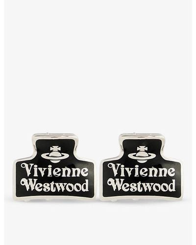 Vivienne Westwood Logo-embossed Brass Set Of Two Claw Clips - Black