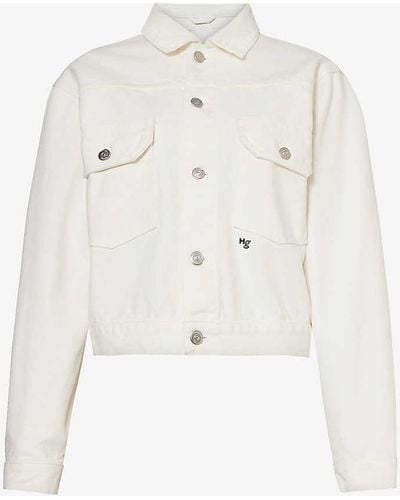HOMMEGIRLS Boxy-fit Brand-embroidered Cotton-canvas Jacket - White