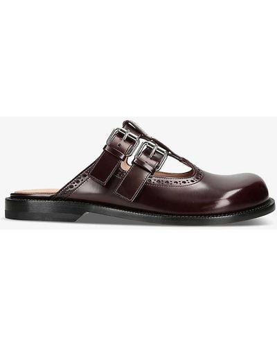 Loewe Campo Mary Jane Leather Mules - Brown