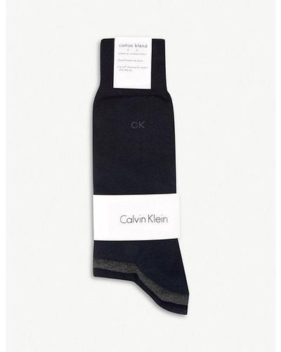 Calvin Klein Brand-embroidered Pack Of Three Cotton-blend Socks - Multicolor