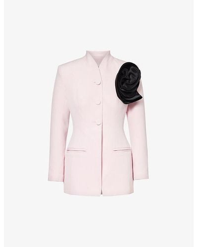Huishan Zhang Andrew Floral-brooch Wool Jacket - Pink