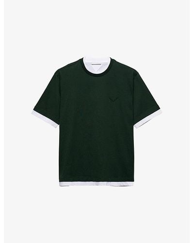 Prada Boxy-fit Layered Cotton T-shirt X - Green