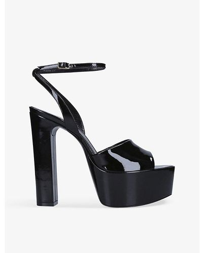 Saint Laurent Jode Patent-leather Platform Heels - Black