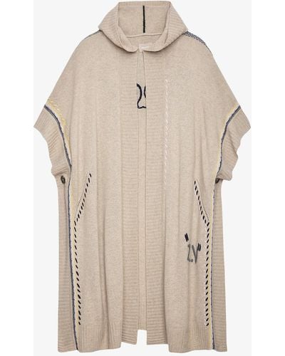 Zadig & Voltaire Inna Logo-embroidered Cashmere Cardigan - Natural