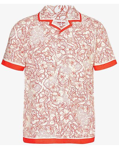 Orlebar Brown Hibbert Floral-print Regular-fit Woven Shirt Xx - Pink