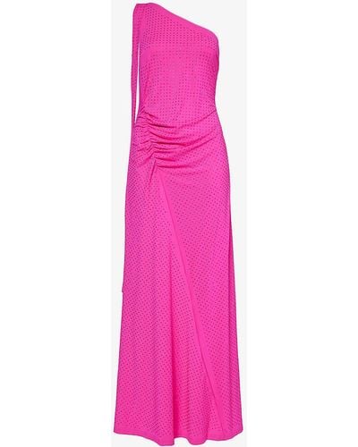 Amy Lynn Rhinestone-embellished Stretch-woven Maxi Dress - Pink