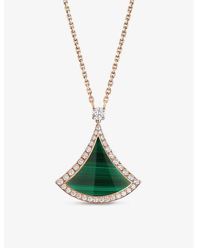 BVLGARI Divas' Dream 18k Rose Gold, Malachite, & Diamond Pendant Necklace - Multicolor