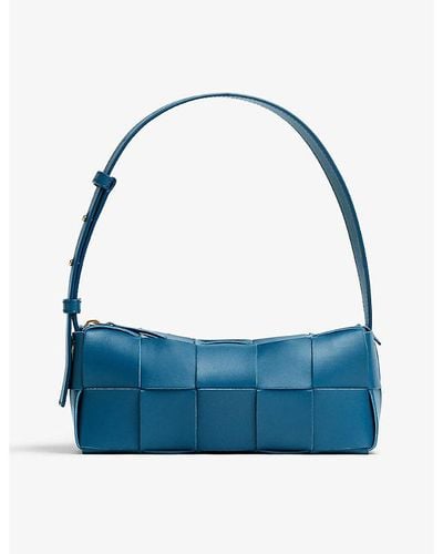 Bottega Veneta Brick Cassette Small Intrecciato-weave Leather Shoulder Bag - Blue