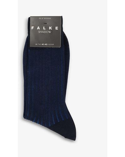 FALKE Shadow Striped Cotton-blend Socks - Blue
