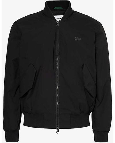 Lacoste Brand-patch Padded Relaxed-fit Shell Bomber Jacket - Black