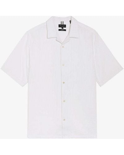 Ted Baker Oise Geometric-print Relaxed-fit Cotton Shirt - White