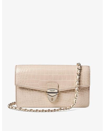 Aspinal of London Mayfair Croc-effect Leather Clutch Bag - Natural