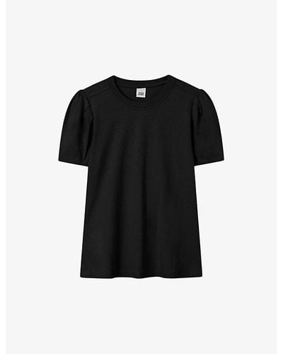 Twist & Tango Isa Puff-sleeve Organic-cotton T-shirt X - Black