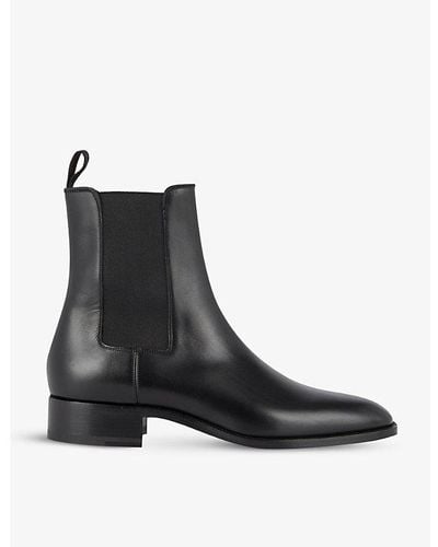 Christian Louboutin Leather Samson Chelsea Boots, Size: - Black