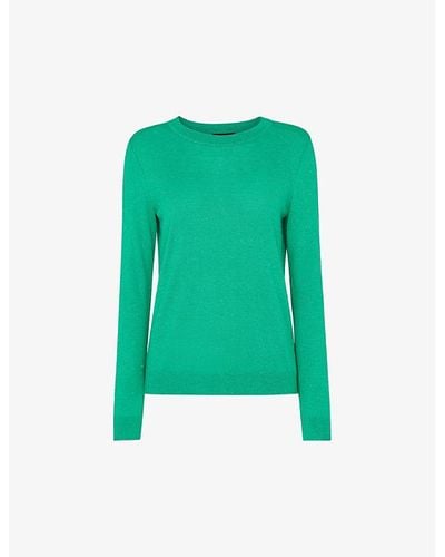 Whistles Annie Crew-neck Sparkle-knit Sweater - Green
