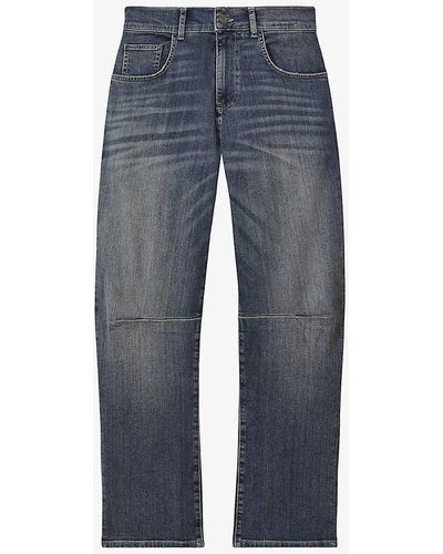 Reiss Mahni Barrel-leg Mid-rise Denim Jeans - Blue