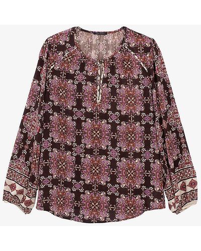 IKKS Boho-print Woven Top - Red