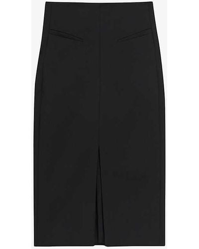 Ted Baker Manabus Front-split Slim-fit Stretch-woven Midi Skirt - Black