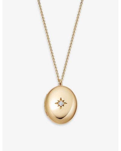 Astley Clarke Biography 18ct Yellow Gold-plated Sterling Silver Vermeil And White Sapphire Locket - Metallic