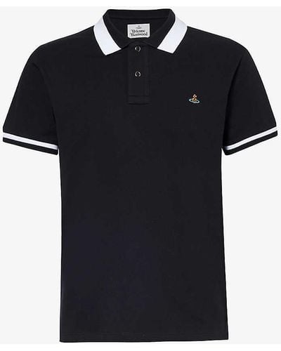 Vivienne Westwood Classic Brand-embroidered Cotton-piqué Polo Shirt - Black