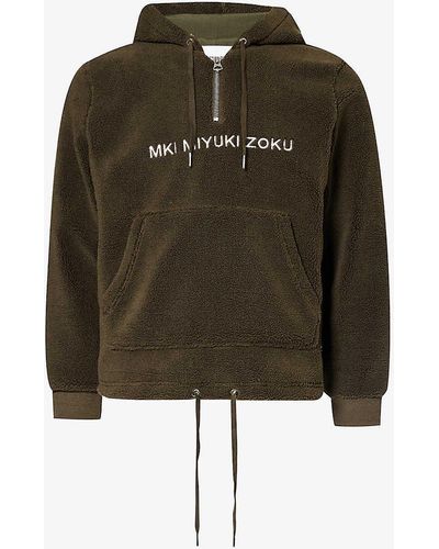 MKI Miyuki-Zoku Brand-embroidered Drawstring-hem Fleece Hoody Xx - Green