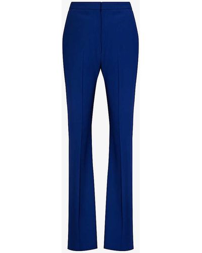 Alexander McQueen Pressed-crease Slim-fit Bootcut Mid-rise Woven Trousers - Blue