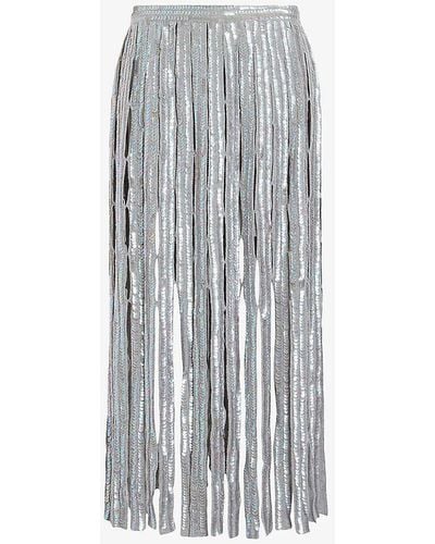 AllSaints Francesca Sequin-embellished Cut-out Organic-cotton Midi Skirt Xx - Grey