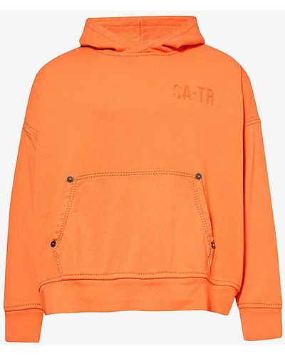 True Religion X Sebastien Ami Brand-print Cotton-jersey Hoody - Orange