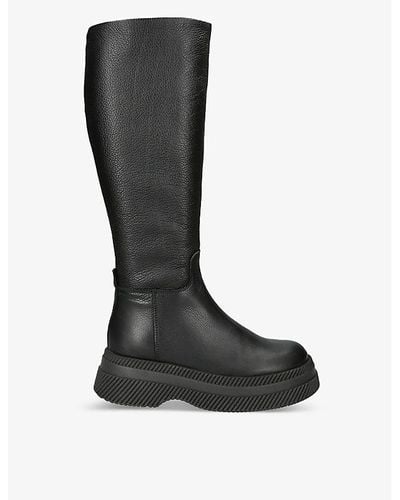 Steve Madden Gylana Lug-sole Leather Knee-high Boots - Black