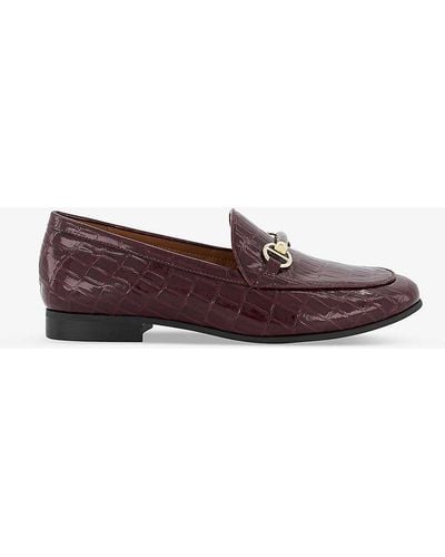 Dune Grandeur Croc-embossed Faux-leather Loafers - Brown