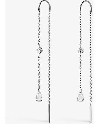 The Alkemistry Aria 18ct White-gold, 0.08ct Pear-cut Diamond And 0.10ct Brilliant-cut Diamond Threader Earrings - Multicolour
