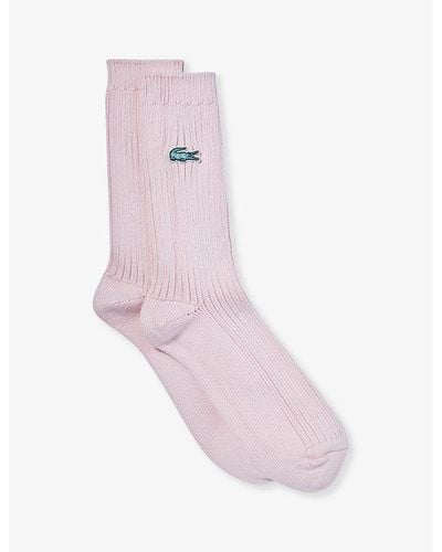 Lacoste Le Fleur* X Logo-embroidered Stretch-cotton Blend Socks - Pink