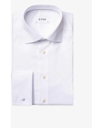 Eton Long-sleeved Pleated-cuff Regular-fit Cotton Shirt - Blue