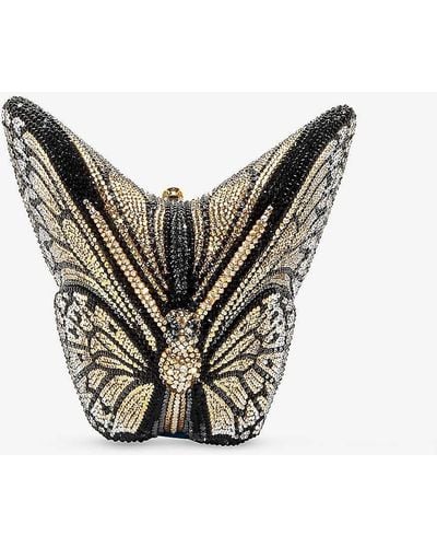 Judith Leiber Champagne Jetbutterfly Crystal-embellished Metal Clutch Bag - Multicolour