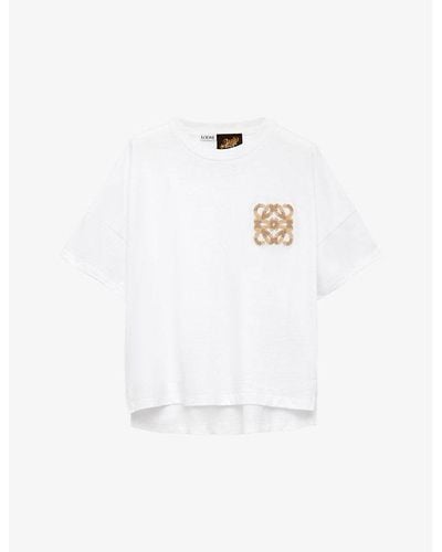 Loewe X Paula's Ibiza Anagram-embroidered Relaxed-fit Stretch-cotton-blend T-shirt - White
