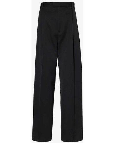 Bottega Veneta Poudre Straight-leg High-rise Wool Trousers - Black
